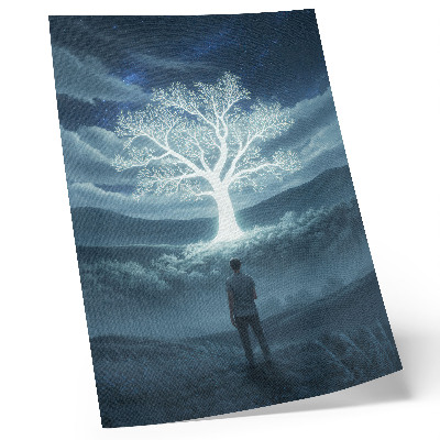 Poster A magical tree against the backdrop of a night landscape.
