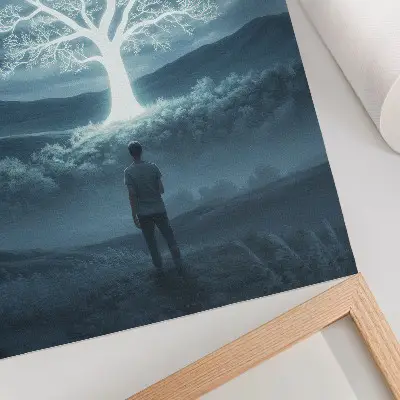 Poster a magical tree against a night landscape