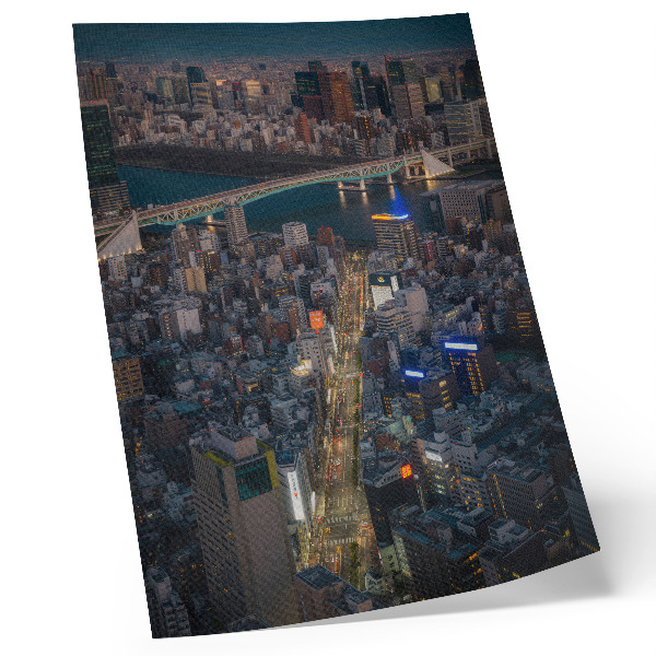 Art print Night city elegance of light and reflection