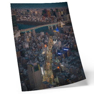 Art print Night city elegance of light and reflection