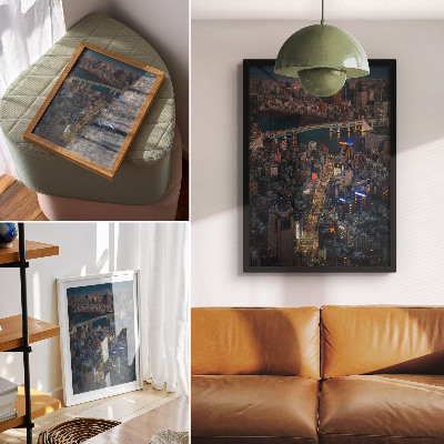 Art print Night city elegance of light and reflection