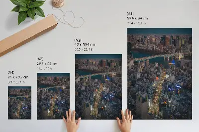 Art print featuring night city elegance of light and reflection