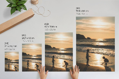 Premium wall art Children on the beach at sunset