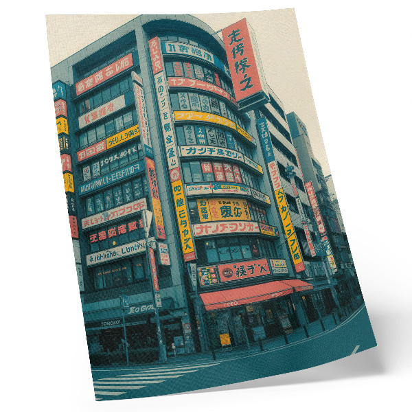 Decorative poster Colorful inscriptions on modernist buildings