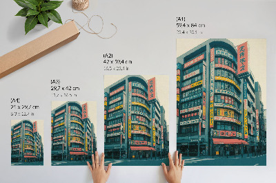 Decorative poster Colorful inscriptions on modernist buildings
