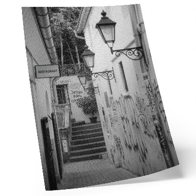 Premium wall art Black and white street with graffiti and street lamps