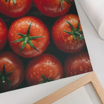 Decorative poster juicy tomatoes with water droplets