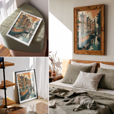 Premium wall art Tenement houses over the canal reflected in the water