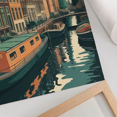 Premium wall art tenement houses reflected in the canal water