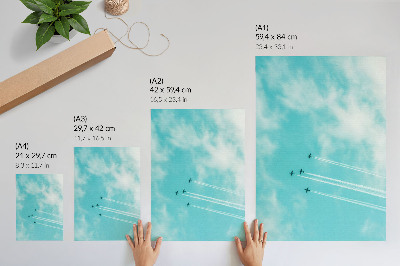 Decorative poster Airplanes in the sky in a modern dynamic system