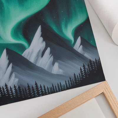 Poster The Northern Lights over the mountains on a magical night