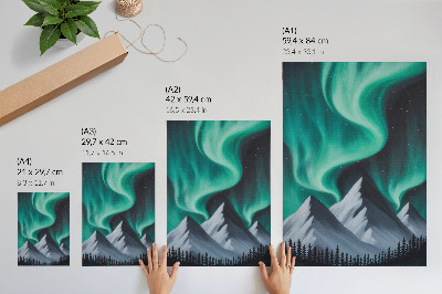 Poster The Northern Lights over the mountains on a magical night