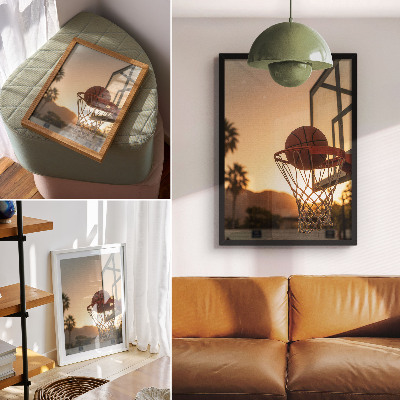 Poster Energetic sunset basketball ball