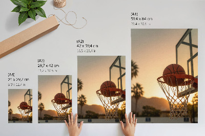 Poster Energetic sunset basketball ball