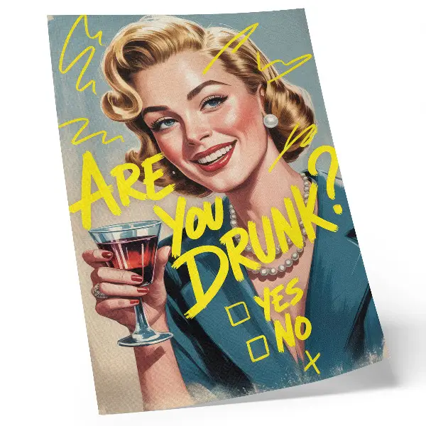 Art print woman with retro comic book text and dynamic colors