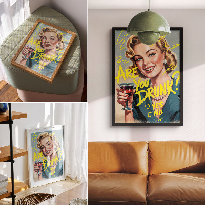 Art print Woman retro comic text dynamic colors