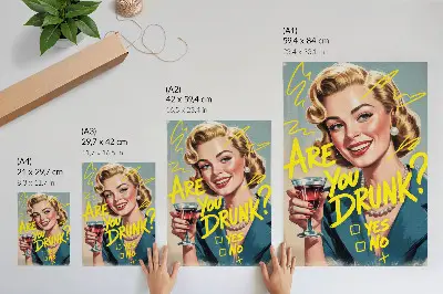 Art print woman with retro comic book text and dynamic colors