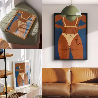 Decorative poster modern art print featuring female strength