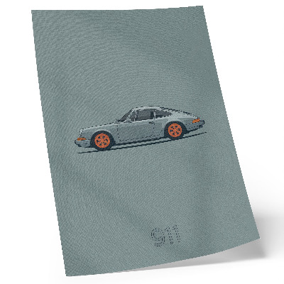 Poster Classic car orange rims gray background