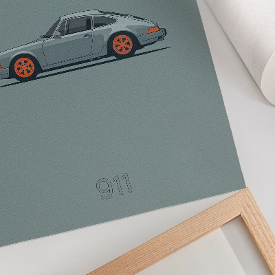 Poster Classic car orange rims gray background