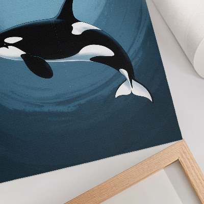 Premium wall art Killer whale underwater, figure on boat, moon in background