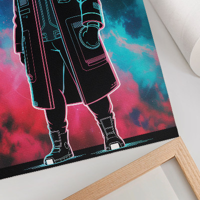 Decorative poster A futuristic figure against the sky in strong colors