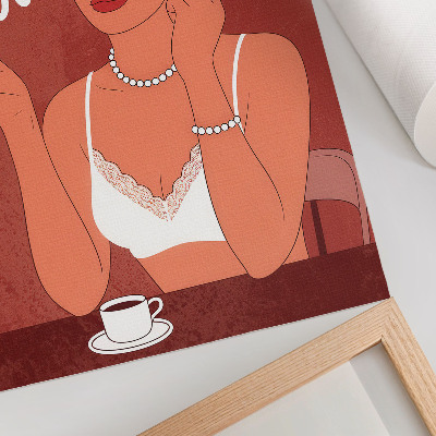 Poster Red and white elegant portrait of a woman humorous