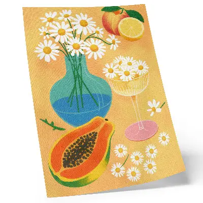 Art print colorful daisies in a juicy illustrative style