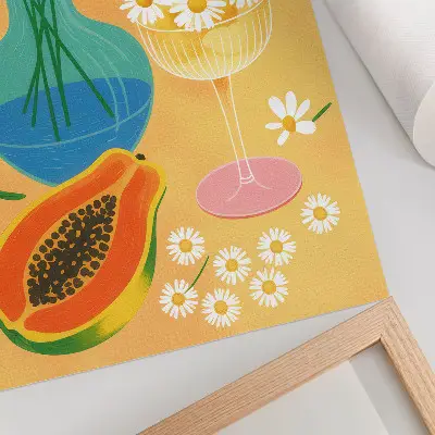Art print colorful daisies in a juicy illustrative style