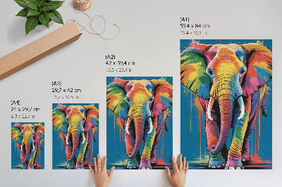 Premium wall art Colorful elephant, contrasting colors, intense color