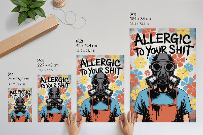 Decorative poster Comic book style character in mask with colorful flowers