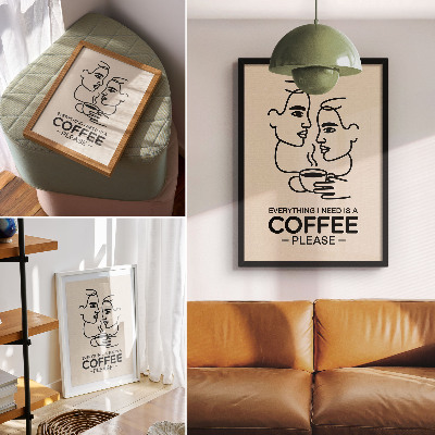 Poster Minimalist face contours cup of coffee