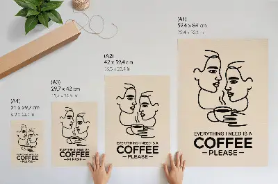 Minimalist face contours coffee cup poster minimalist face contours coffee cup design