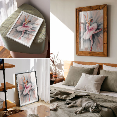Art print Ballerina in pink with a dynamic background