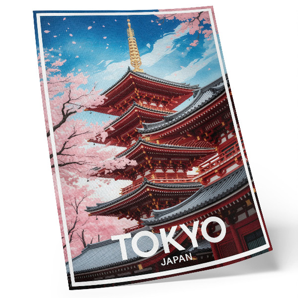 Premium wall art Pagoda Architecture Pink Flowers Harmony