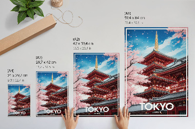 Premium wall art Pagoda Architecture Pink Flowers Harmony