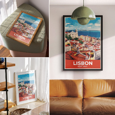 Poster City panorama, warm colors, peaceful atmosphere