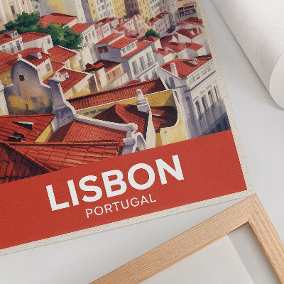 Poster City panorama, warm colors, peaceful atmosphere