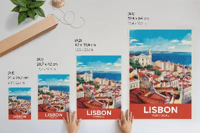 City panorama poster with warm colors and a peaceful atmosphere
