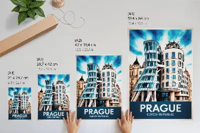 Art print featuring modern futuristic architecture in Prague
