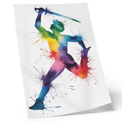 Premium wall art A figure in bright colors with a sword