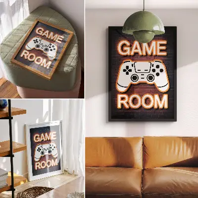 Neon sign controller decorative poster with black background