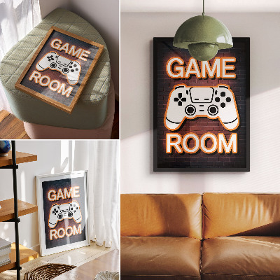 Decorative poster Neon sign controller black background