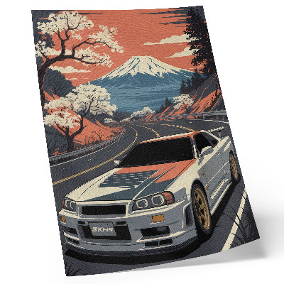 Poster Sports car mountains dynamic scene