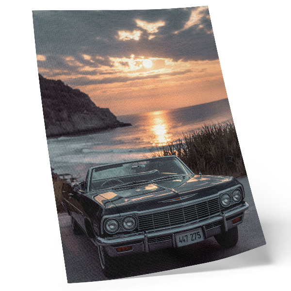 Premium wall art Retro car sunset sea nostalgic
