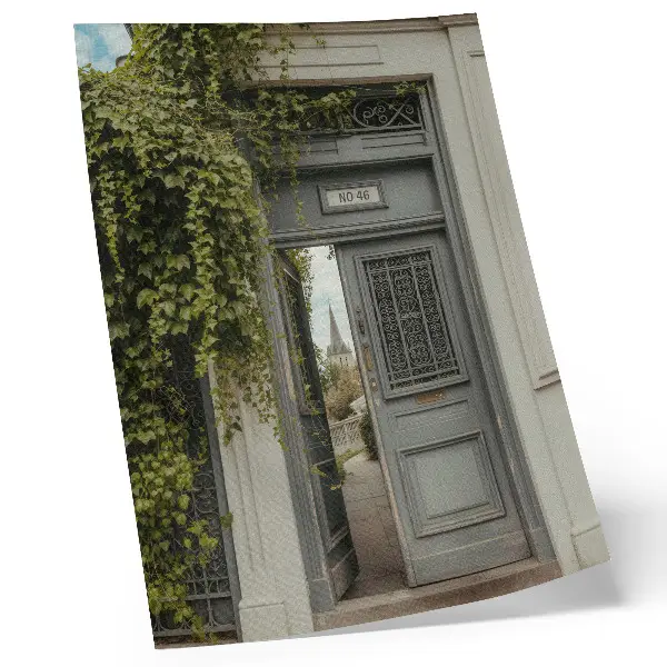 Premium wall art antique door with ivy on a mysterious path