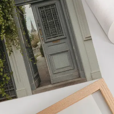 Premium wall art antique door with ivy on a mysterious path