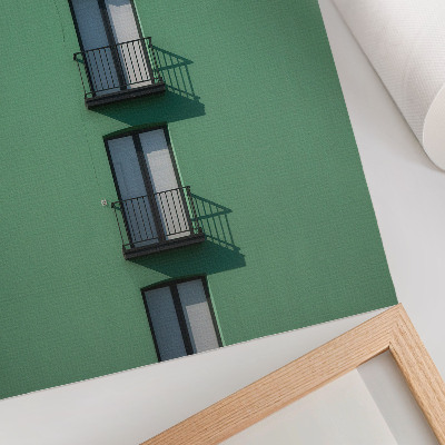Poster Green facade windows balconies shadows modern