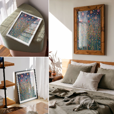 Decorative poster Beautiful flowers against the starry sky