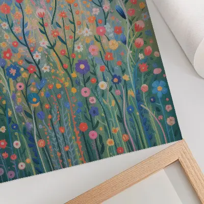 Decorative poster beautiful flowers against a starry sky